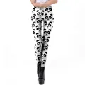 Legging blanc taille haute pour femme avec imprimé panda 3D mignon et finition brillante - Motif Panda Dense Blanc (KDK2026)