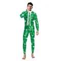 Costume de la Saint-Patrick pour homme vert avec imprimés trèfles et cravate assortie - Ensemble Imprimé Intégral Trèfle pour Hommes (B142-201)
