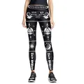 Schwarze High-Waist Yoga-Leggings mit Ouija-Druck sowie mystischen Sonnen- und Mondmustern - S / Allsehendes Auge Mystischer Druck (KYK1220)