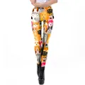 Legging pour femme avec imprimé numérique de têtes de chiens et coupe ajustée - Motif Tête de Chien en Dessin Animé (KDK2028)