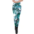 Leggings Halloween pour femmes avec imprimé visage 3D bleu et bottines de style urbain - S / Style Illustration de Visage Fantastique (KDK2041)
