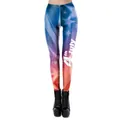 Women's slim leggings with USA 4th July flag print and stars in blue red gradient - July 4th Blue Purple Gradient Style (KDK2051)