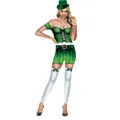 Sexy St. Patrick's Day costume set with green hat and digital print bodysuit - S / Leprechaun Cosplay Dress Style (B142-205)
