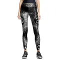 Damen Yoga-Leggings in Schwarz mit weißem Mandala-Muster und Om-Symbol, hohe Taille - S / Mandala Kunst Druck (KYK1180)