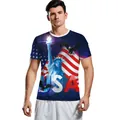 Men's USA eagle and Statue of Liberty 3D print short sleeve t-shirt in white - Statue Of Liberty USA Style (B129-9169)