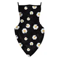 Détail du masque à boucles avec imprimés marguerites éclair et volutes - Style Marguerite à Motifs de Volutes (B182-018)