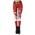 Women's Christmas leggings featuring red Santa Claus suit print and snowflake patterns - S / Red Snowflake Lace-up Boots Style (SKDK113)