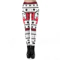 Women's Christmas reindeer print leggings with high elastic fabric in red and black - Christmas Nordic Snowflake Reindeer Pattern (SKDK123)