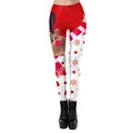Christmas leggings with red and white reindeer pattern and festive snowflake print - S / Red White Color Block Red Nose Reindeer Pattern (SKDK146)