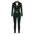 Saint Patrick's Day green clover jumpsuit with long sleeves and digital printed belt - S / Black Shamrock Print (B142-198)