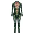 Grüner Body mit Schlangenmuster und 3D-Muskeldruck für Cosplay und Halloween-Kostüme - S / Grüne Schlangenhaut
