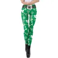 Women's St. Patrick's Day leggings with green clover prints and buckle waist design - S / Full Clover Belt Style (KDK2107)