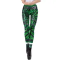 Women's St. Patrick's Day leggings with green shamrock print and faux lace-up design - S / Lace-up Decor Shamrock Style (KDK2101)
