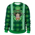 Grün kariertes St. Patrick's Day Sweatshirt mit einem humorvollen Schimpansen-Druck - M / Grüner Karo-Affen-Druck(B102-058)