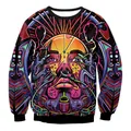 3D-Totenkopf-Digitaldruck-Sweatshirt mit lebhaftem Cyberpunk-Design und schwarzem Saum - Psychedelischer Cyberpunk Gesicht Stil (WYS1178)