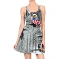Slim fit sleeveless Independence Day dress with eagle and US flag digital print - Eagle Pine Needle Style (TLY1140)