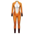 Halloween fox print bodysuit with orange fur pattern and long sleeves catsuit - S / Fox Pattern (B142-174)