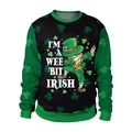 Grünes St. Patrick's Day Sweatshirt mit dabbing Leprechaun und Kleeblatt-Ärmeln - M / Leprechaun Dab Pose Druck(B102-083)