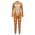 Men's and women's tiger print bodysuit with muscle pattern for Halloween cosplay - S / Male 3D Muscle Tiger (B142-177)