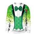Felpa stile smoking verde San Patrizio con stampe digitali 3D di trifogli - Stampa Gilet a Pois Verdi Trifoglio(B102-079)