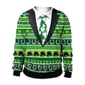 Felpa di San Patrizio verde con stampa smoking 3D e motivi a quadrifoglio - Completo Nero Cravatta Verde Trifoglio(B102-084)