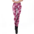 Damen 3D-Druck Stretch-Leggings mit rosa Spirallinien und Totenkopfmustern - S / Rosa Totenkopf (KDK2159)
