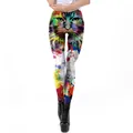Women high waist 3D tiger digital print leggings with artistic ink splash design - S / Colorful Tiger Style (KDK2131)