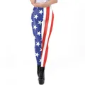 Women's patriotic leggings featuring classic American flag stars and stripes pattern - M / Classic Asymmetric US Flag Style (KDK1368)