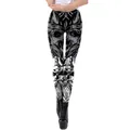 Women's 3D digital viking print leggings with high stretch gothic punk dark art patterns - B&W Viking Warrior Skull (KDK2158)