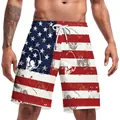 Short de bain homme motif drapeau américain et crâne avec cordon blanc réglable - M / Style Drapeau Américain Crâne (B134-052)