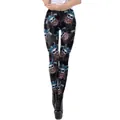 Dameslegging met hoge taille, zwart, met blauwe Viking-schedel en oranje baardprint - S / Viking Schedel Piraat (KDK2153)