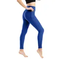 Leggings da yoga blu reale a nido d'ape con vita alta e tasche laterali porta cellulare - Blu