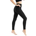 Leggings da yoga neri a vita alta con trama a nido d'ape e tasca laterale - Nero