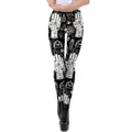 Women's 3D mystic print leggings with all-seeing eye and Hamsa hand symbols in black and white - Mystic B&W (KDK2165)