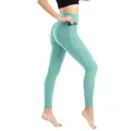 Leggings yoga verde menta a nido d'ape a vita alta con tasche laterali e push up - Azzurro