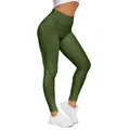 Olive green high-waisted yoga leggings with honeycomb texture for athletic women - S / Bottoms / Army Green
