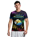 T-shirt homme imprimé 3D aigle avec vagues colorées et texte Sober Tranquility - Impression Aigle (B129-9236)