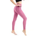 Pantaloni yoga rosa a vita alta con tasche laterali e texture a nido d'ape sollevante - Rosso rosa