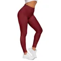Women's high waist textured bubble leggings in burgundy red for yoga and fitness training - XS / Bottoms / Burgundy