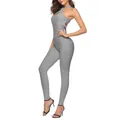 Grijze rugloze yoga jumpsuit met honingraattextuur en corrigerend liftend effect - S / Grijs