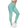 High-waisted honeycomb yoga leggings for women in tiffany blue with lifting effect - Light Blue