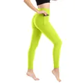 Leggings verde neon a vita alta, texture a nido d'ape con tasca ed effetto push-up - giallo fluorescente
