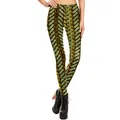 Dameslegging met hoge elasticiteit en vintage 3D-geweven patroon in aardetinten - S / Geelbruine Print (KDK2214)