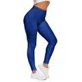 High-waisted navy blue scrunch butt yoga leggings with honeycomb texture and lift design - Blue