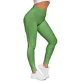 Green high-waist yoga leggings with honeycomb texture and push-up effect for women - Green