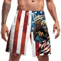 Short de plage pour homme avec motif drapeau américain et imprimé d'aigle à tête blanche - Style Drapeau Aigle USA (B134-078)