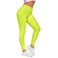 High waist fitness leggings in neon yellow with honeycomb texture and push-up effect - Neon Yellow