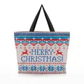 Borsa tote natalizia in maglia con testo Merry Christmas e motivo alce rosso in blu e bianco - Motivo Natalizio a Maglia (BHB1101)