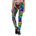 Rainbow sequin leggings with high waist and colorful 3D stripes for party and fitness - S / Rainbow Stripe Print Pants (KYK1245)