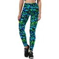 Women's high waist yoga leggings with blue and green 3D scale pattern print - S / Blue Fish Scale Print Pants (KYK1244)